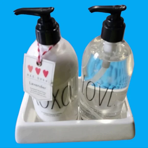 NWT Rae Dunn Lavender Hand Soap And Lotion Set - Picture 1 of 3